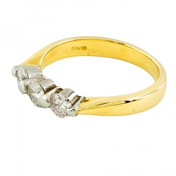 18ct Gold Diamond 45pt 3 Stone Ring Size J
